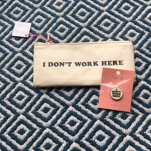 NEW Bando I don’t work here pin & pencil pouch